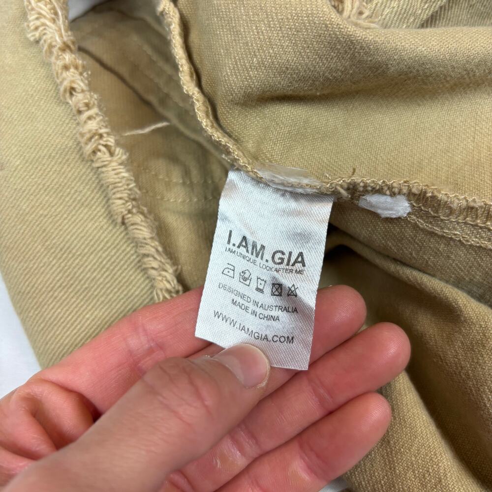 I.AM.GIA Skylar Skirt Raw Hem Pleated Tan Mini Skirt Women's Large Y2K - Picture 6 of 8